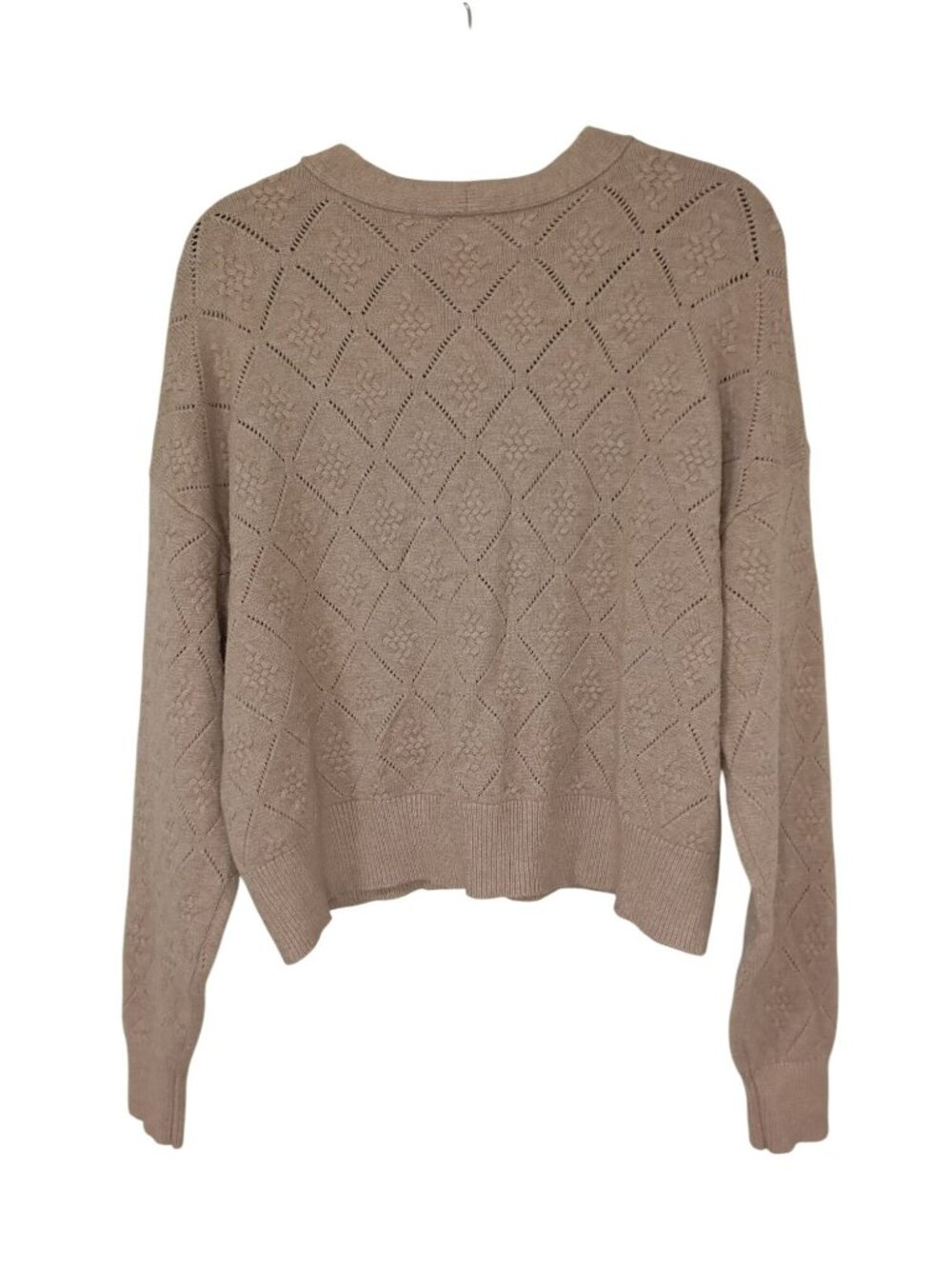 Cyrus Beige Diamond Knit Button-Front Cardigan Sweater Size L - Picture 9 of 10